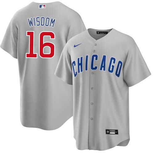 Men%27s Chicago Cubs #16 Patrick Wisdom Gray Cool Base Stitched Baseball Jersey Dzhi